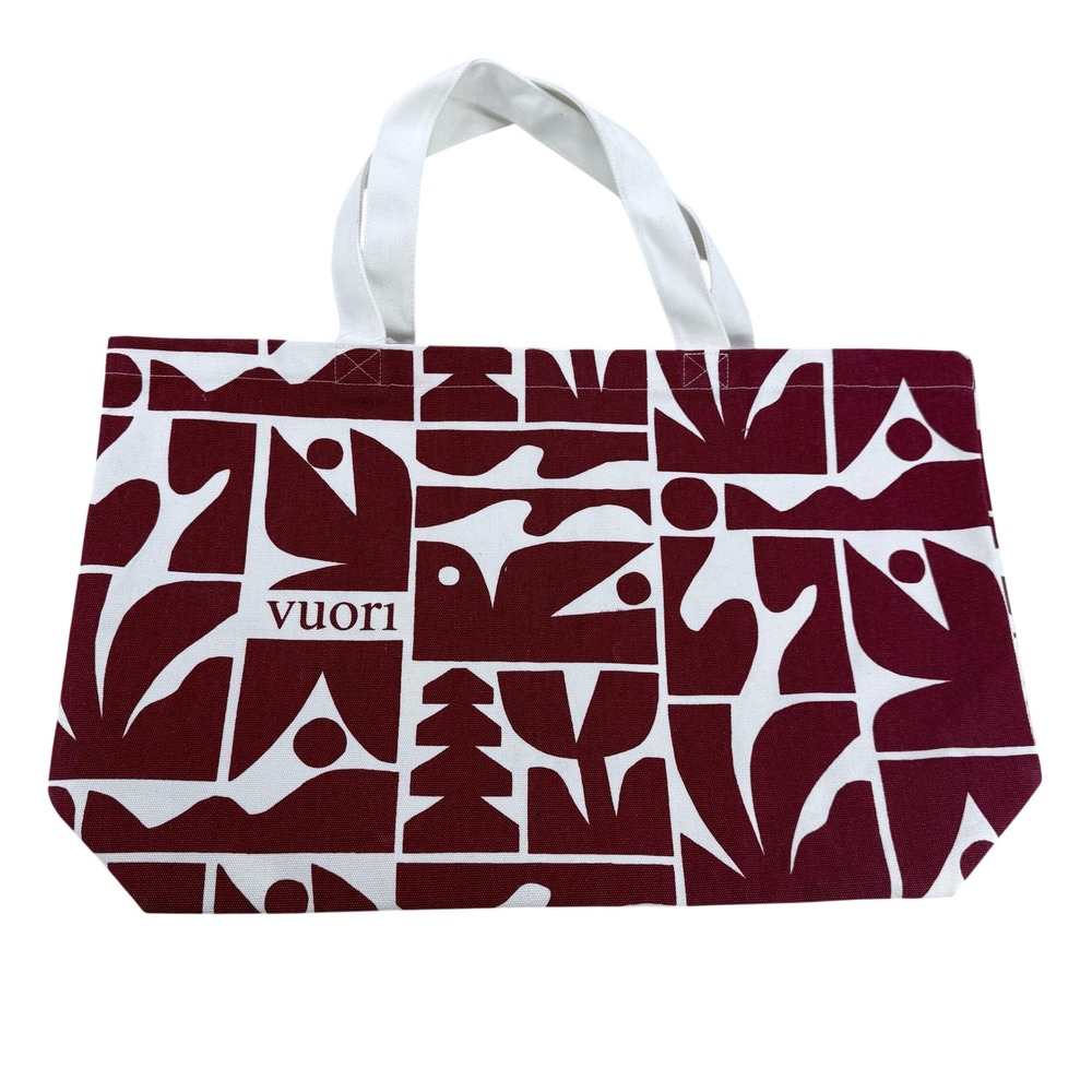 Vuori Cody Hudson Holiday 25 Tote Bag Strawberry Red White Canvas V8187 NEW - Picture 2 of 9